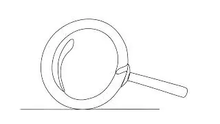 continuous animation of magnifying glass, one line. independent painting of simple animation