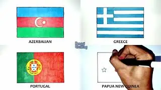 Drawing the Flag of Azerbaijan, Greece, Portugal, Papua New Guinea