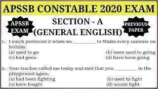 apssb constable irbn 2020 exam general english paper | apssb previous general english paper