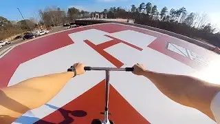 Scooter on a Helicopter Pad