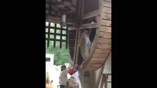 Raising the draw bridge at Newman's Castle