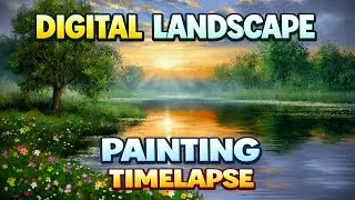 Peaceful River Landscape Painting | Realistic Nature Art Timelapse