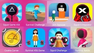 Squid Game 456 Survival, Survival Challenge 3D, 001 Survival, Squid G impostor, Cookie Carver