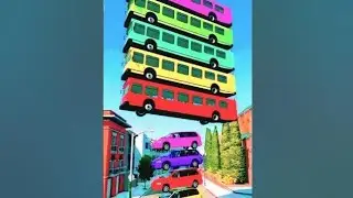 BeamNG car crash | mixed rainbow colour cars & Buses fall crash #2 - BeamNG. drive