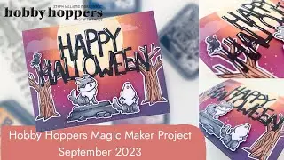 Hobby Hoppers Magic Maker Project September 2023 | Lawn Fawn Wild Wolves Halloween Card