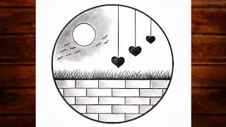 Easy circle scenery drawing /Easy drawing ideas for beginners/ How to draw pencil sketch drawing