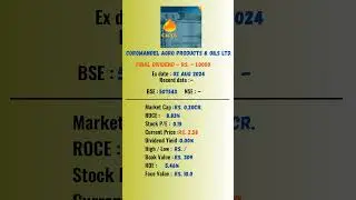coromandel agro products & oils ltd share latest news | Ex-Date: 02-08-2024 | #dividend #shots