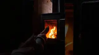 Starting the fire at the cabin #shelter #survival #cabin