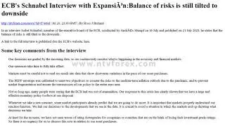ECB s Schnabel Interview with Expansi&oacute;n Balance of risks is still tilted to downside