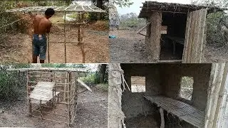 Primitive Daily life: Build primitive mud house (using bamboo and mud)- Full Video
