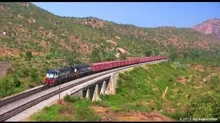 Part 1 of 2: Twin ALCo Diesel KJM WDG-3A locos hauled rake of Freight Goods Train.