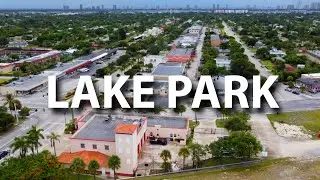 4k Aerial | Town of Lake Park, FL. Park Avenue.