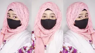 New 2025 Simple Side Layer Hijab for Biggners With Mask By Wajeeha Fatima