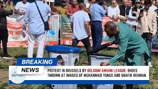 Belgium Awami League Protest Targets Muhammad Yunus and Shafik Rehman in Front of EU Parliament
