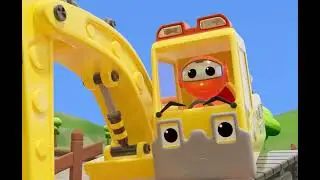 The excavator places the tires