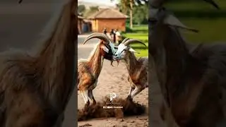2 male goats fighting each other with horns #animals #aicreator #animalfusion #goat #aifusion