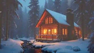 Snowy Log Cabin in the Forest 🌲 | Cinematic Winter Scene