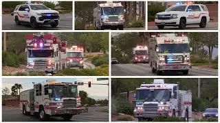 Fire Trucks Responding Code 3 To A Structure Fire! - Henderson Fire Department
