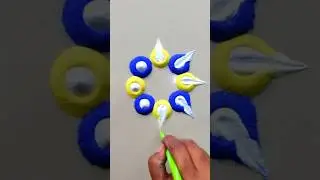 easy flower rangoli design🌼। #easyrangoli #rangoli #shortsfeed #shorts #ytshorts