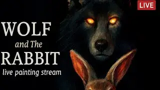 🐺✨ Wolf & Rabbit Fantasy Painting | Watercolor Creature Art Live