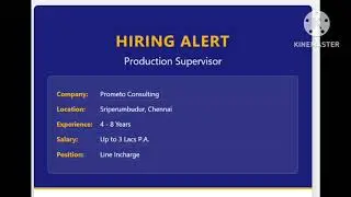 Production Supervisor | Sub Text: Chennai Jobs | Highlight: Salary 3 LPA