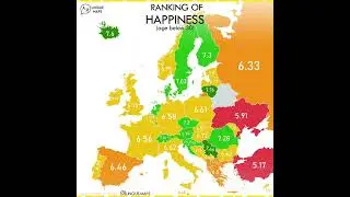 Ranking of Happiness in European Countries! #map #happiness #europe #ranking #youtubeshorts