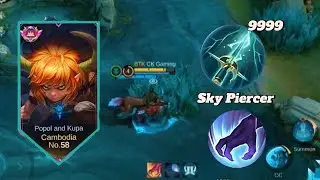 POPOL AND KUPA ONE SHOT BUILD SKY PIERCER 9999 BRUTAL DAMAGE 🥶👿😱#mlbb #popolandkupa