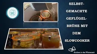 Selbstgemachte und eingekochte Hühnerkraftbrühe