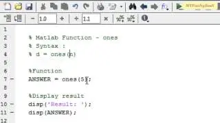 Matlab Function - Array of 1's-ones( )