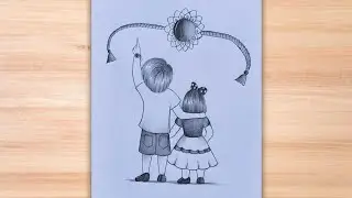 Happy rakshabandhan drawing 2025 easy|how to draw brother and sister love 💞 with rakhi special|rakhi