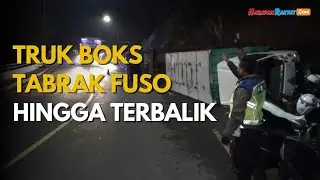 Truk Boks Tabrak Fuso hingga Terbalik di Cadas Pangeran Sumedang, Lalu Lintas Macet