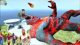 GTA 5 Franklin And SHINCHAN Enter Inside LAVA GOD Head And FIGHT WITH ICE GOD IN GTA 5