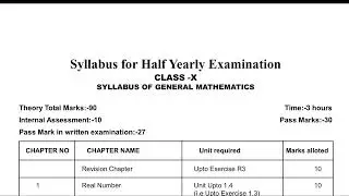 SEBA Class 10 Half Yearly Examination 2021 Syllabus with reduced syllabus