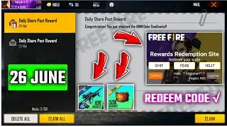 26 JUNE FREE FIRE REDEEM CODE || TODAY FREE FIRE REDEEM CODE &radic;&radic;