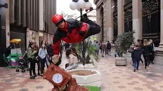 Street Performer Floating and Levitating in Valencia, Spain
