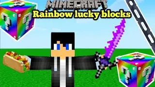 Minecraft but rainbow lucky blocks give custom items