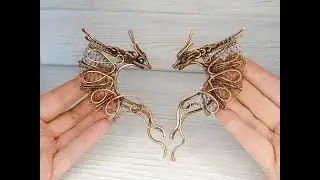 Two Dragon cuffs without puncture * made of copper wire   Два каффа Драконы