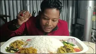 RICE SIM CHORCHORI GOBI FRY PANI LAO CURRY GOBI DATA FRY GREEN CHILI ONION ASMR EATING SPICY MUKBANG