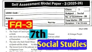 AP FA3 Class 7 Social studies Model Paper 2025-26 |social studies Important Questions with Answers