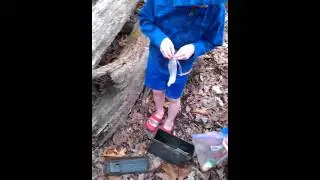 The kids discover a Geocache
