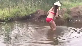 Beautiful Girl Fishing And Cooking Primary Technology