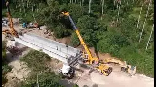 airial view of the erection of girders ..