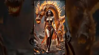 Fire Dragon with beautiful lady | Hybrid short video #shorts #shortvideo