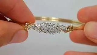 Lustrous cocktail Diamond Bangle Bracelet in Yellow Gold 0.88tcw