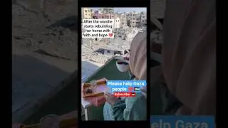After the ceasefire &mdash; a Gaza woman cleaning her home with hope and faith 💔