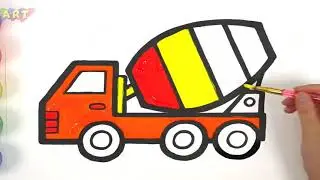 How to draw glitter Mixer Truck for kids