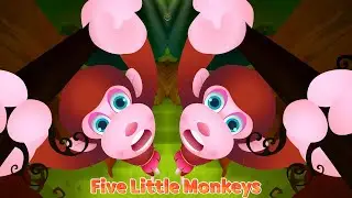 [1 MIN LOOP] Five Silly Monkeys Remix 🐒🎶 | Colorful 3D Animation Nursery Rhymes Fun Animal Dance