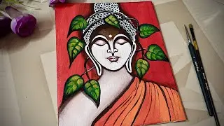 Gautam Buddha Painting with Acrylic Colour, Canvas Painting
