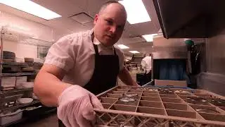 THE DISHWASHER MAN WASHES DISHES EATS CEREAL IN A AMBUSH DISHROOM SERVER MINIMUM WAGE WORK #112