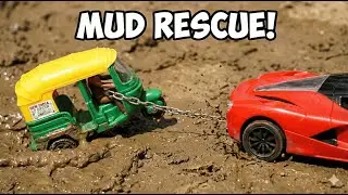 Auto Stuck + RC Car Rescue 🚗🛺 | Mud Road Toys | Mud Adventure Video @Farmtoysplanet #mud #toystory